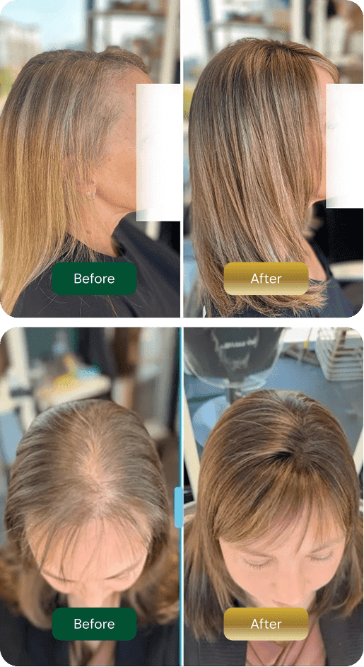 Before and after wig styling at Wigs by Opulence in Minnesota.