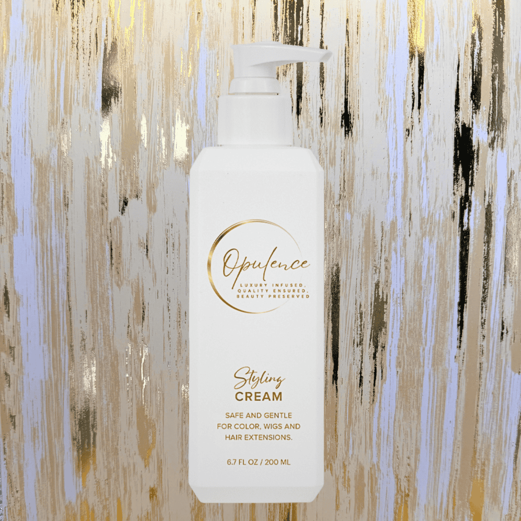 Opulence Styling Cream bottle for wigs and hair extensions in Minnesota.