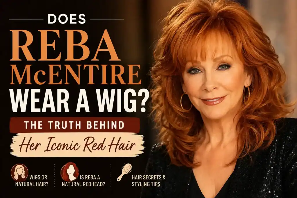 Reba McEntire with red wig at Wigs by Opulence Salon MN.