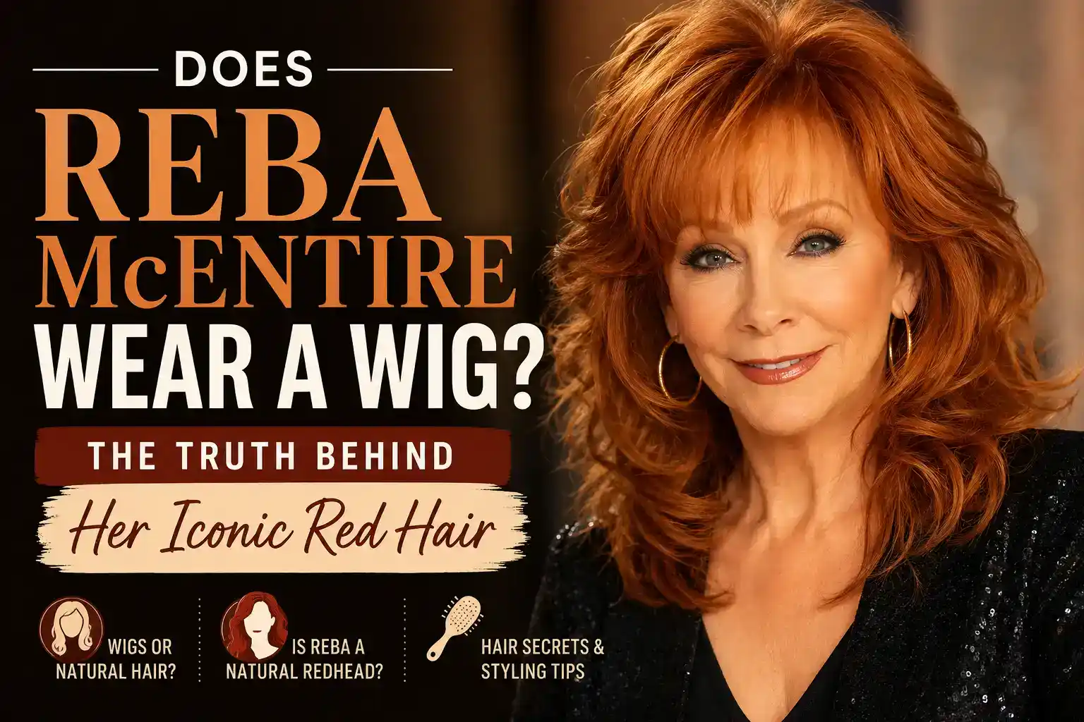 Reba McEntire with red wig at Wigs by Opulence Salon MN.