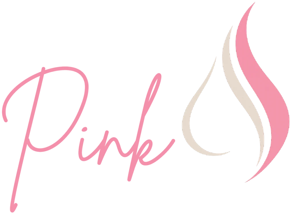 Wigs by Opulence salon MN logo with pink and white design.