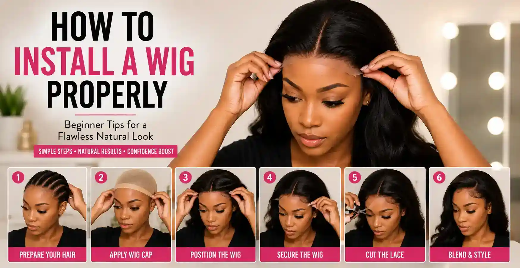 Professional woman installing a wig at Wigs by Opulence Salon in Minnesota.