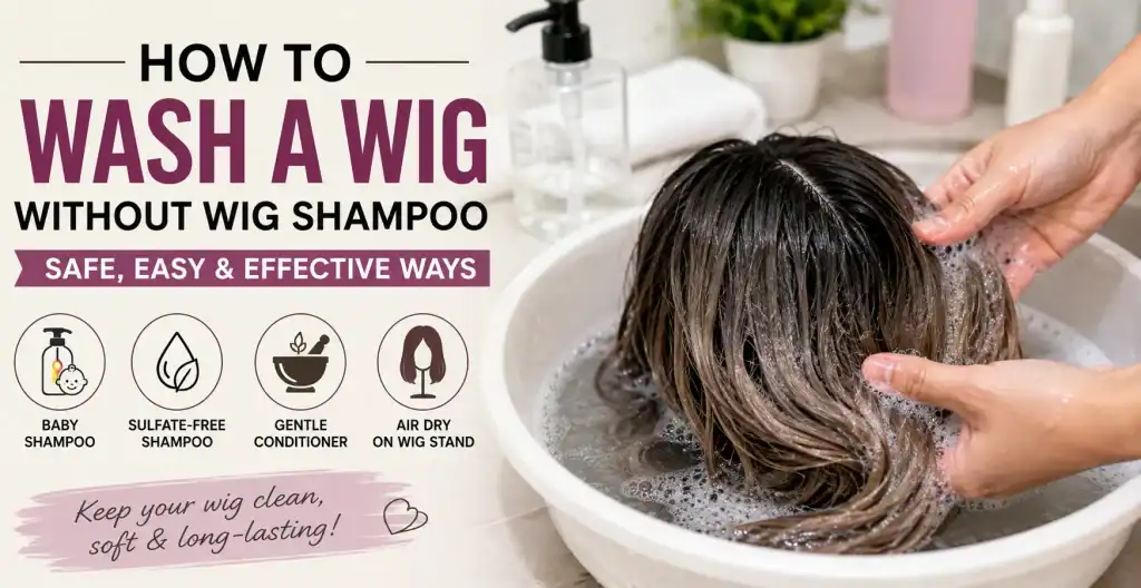Woman washing wig in basin at Wigs by Opulence Salon MN.